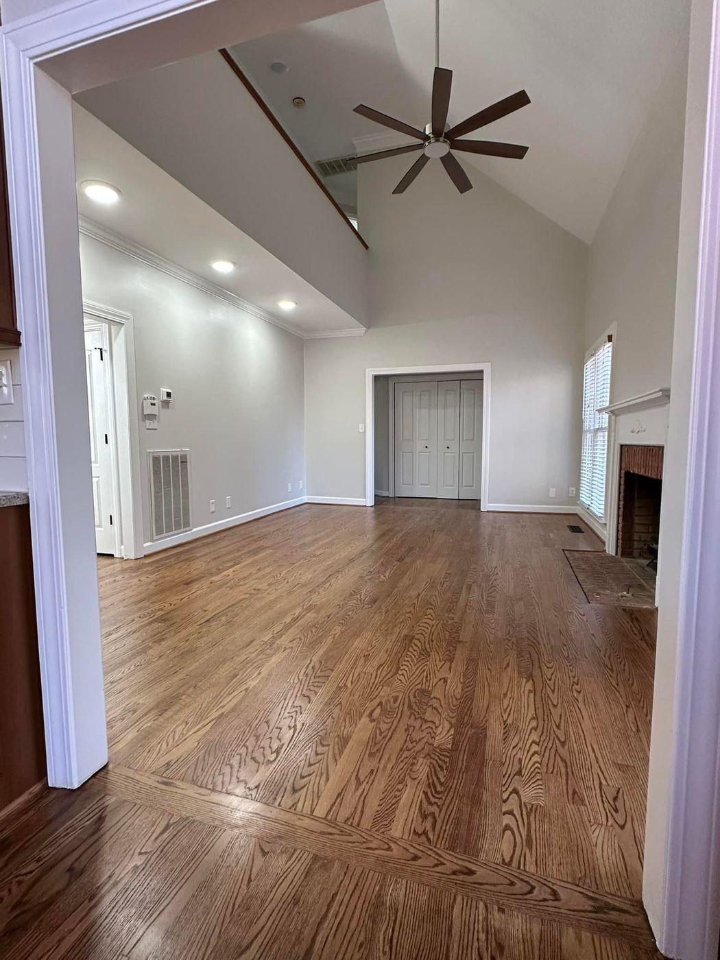 Hardwood through a great room